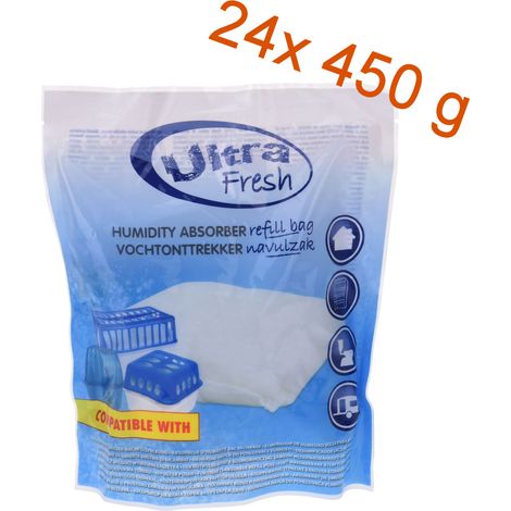 Spetebo – Recharge granulés déshumidificateur 450g – Lot de 24 sachets – Pour pièces jusqu'à 25m² – Évite humidité et moisissures
