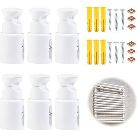 (6, blanc)Lot de 6 Support radiateur Mur, Support Fixation seche Serviette, Matériau ABS, Distance réglable 6582mm, Capacité 90kg, Support Mural radiateur électrique, Support sèche Serviette (1/5)