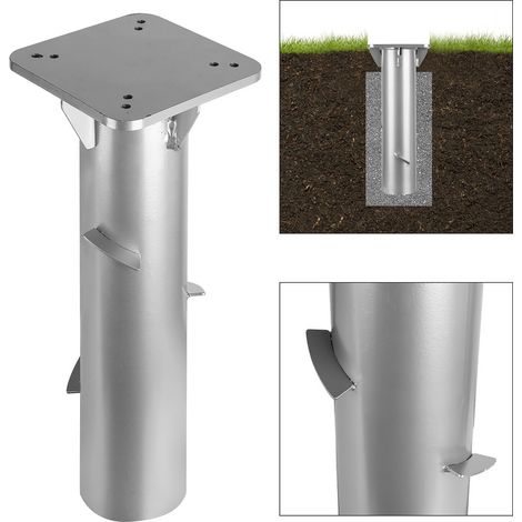 2x Parasole base balcone ringhiera universale piastra pavimento argento metallo inox (1/5)