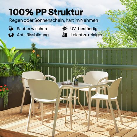 Lot de 4 chaises empilables plastique avec accoudoirs résistantes charge 120kg couleur verte