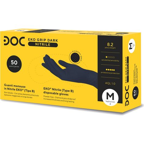 Guanti monouso in nitrile Gardening Eko Grip Dark - - Nero (1/3)