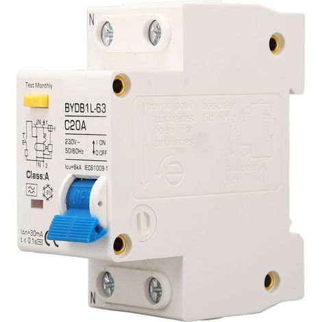 Interruttore differenziale di tipo A 20A 230V, montaggio su guida DIN, 1P, protezione contro le perdite, AC, interruttore miniatura (1/5)