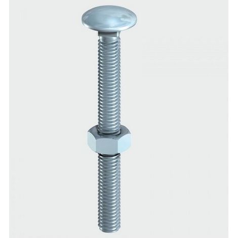 TIMCO Carriage Bolts DIN603 & Hex Full Nut DIN934 Silver - M12 x 75 (1/2)
