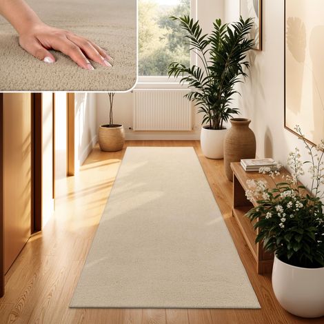 Tapis Salon Moelleux Ultra Doux à Poils Courts - Antidérapant, Lavable, Confort Idéal pour Salon et Chambre, Dimension:60x100 cm, Couleur:Beige 2 (1/5)
