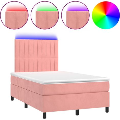 Maison Exclusive - Boxspringbett mit Matratze & LED Rosa 120x200