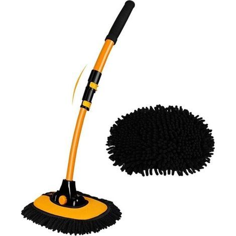 Inclinable 15° Brosse Lavage Voiture avec Manche Rétractable Alliage D’Aluminium Kit Balai Spéciale Nettoyage De Caravane Camion Outils De Chenille Microfibre Vadrouille Anti Rayure (1/4)