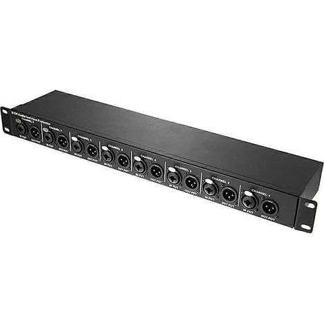 Isolateur audio multifonction T8 à 8 canaux, format rack 1U, XLR, prise jack 6,35 mm, élimine les courants parasites. (1/5)