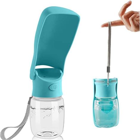 Bouteille d'eau Pliable pour Chien - 350ml d'eau de Voyage Portable pour Chien Bouteille d'eau pour Animaux de Compagnie pour Chien Chat Marche en Plein air randonnée Voyage (Bleu) (1/5)