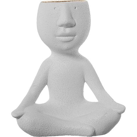 Vase de Table avec Figurine de Yoga en céramique Blanc Sable et doré 25 x 13 x 27,5 cm (1/5)