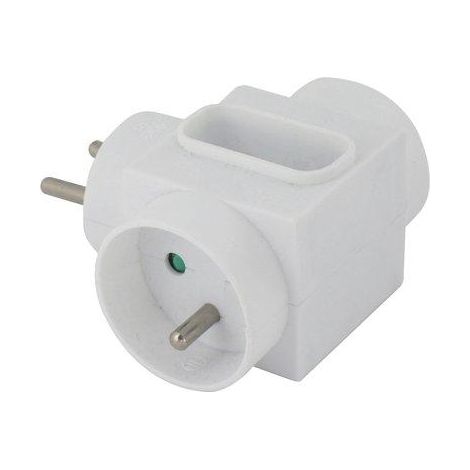 Fiche Multiprise Triplite Latérale Dhome 2x 2P+T + 2P 6A, 16A, Blanc (1/2)
