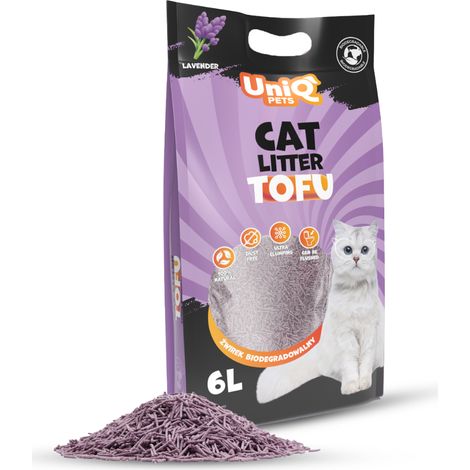 Arena para gatos biodegradable de tofu Uniq Pets, 2,5 kg, color lavanda. (1/3)