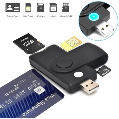 UTHAI pour Windows 7 8 10 Linux OS,lecteur de carte EIPSMART USB,pour carte bancaire IC-ID EMV SD TF MMC lecteur - X04[E829387] (1/4)