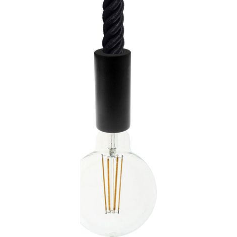 creative cables - Lampada a sospensione Made in Italy completa di cordone nautico 3XL 30 mm con finiture in legno verniciato