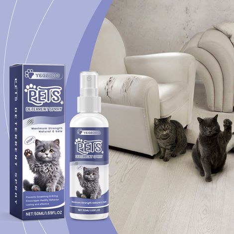 Spray anti-griffures pour chats, empêche les chats de lécher, repousse les animaux domestiques et protège les meubles et canapés des mordillements – 50 ml (1/5)