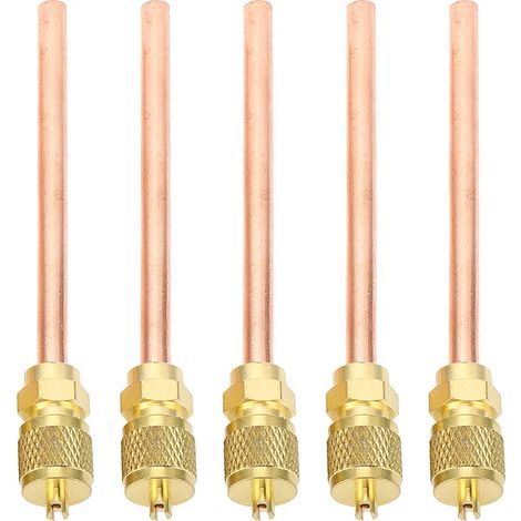 Valve Accès Climatiseur 1/2 20 UNF – Remplissage Réfrigération AC Cuivre avec Noyau Dissolvant Capuchon pour Conduites R410 R32 (1/5)