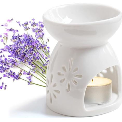 Bruleur Bougie en Céramique Brûleur à Huile Essentielle Lampes Parfum Diffuseur avec Porte-Bougie Décoration Maison Méditation (1/5)