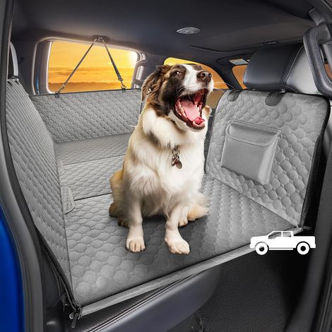 XL truck back seat extension for dogs, large hard bottom car seat cover for back seat, dog car hammock for dogs, waterproof seat covers for trucks (1/5)