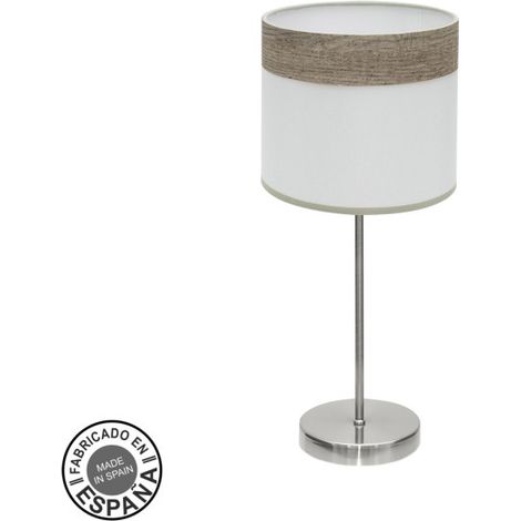 Lampada da tavolo Cloe 1xe14 nichel/bianco-legno grigio 42x18x18 cm