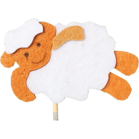 Pecora agnello Fatto di feltro SU una cima marrone pasquale (1/3)