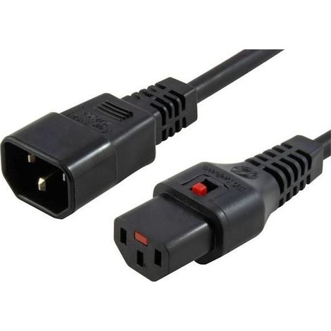 IEC LOCK PC1024 - Kabel (1 m, Stecker / Buchse, C14-Kupplung, C13-Kupplung, H05VV-F, Schwarz)