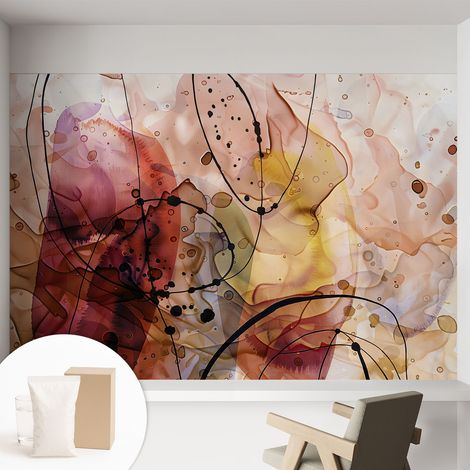 Papier peint décoratif avec colle pour salon, chambre à coucher et bureau – Design moderne et facile à poser Harmonie abstraite 152x104 cm (1/5)