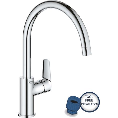Grohe – Mitigeur de cuisine monocommande chromé – Bec haut pivotant 360° – Cartouche céramique 28 mm – 30529001