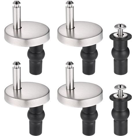 Cerniere per sedile WC, set da 4 pezzi. Cerniere universali per sedili WC. Kit di montaggio in acciaio inox. Regolabili. Facile installazione. Pezzi di ricambio. (1/5)