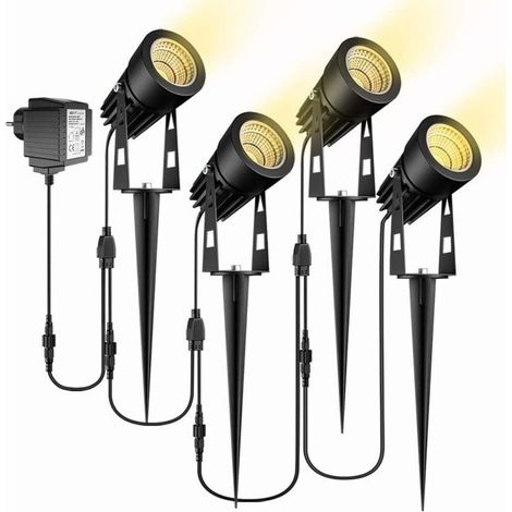 Gartenleuchten, 4er-Set IP65 wasserdichte LED-Gartenstecker mit warmweißem Stecker – RW Garten-, Pool- und Teichbeleuchtung sowie Gartenbrunnenbeleuchtung (1/4)
