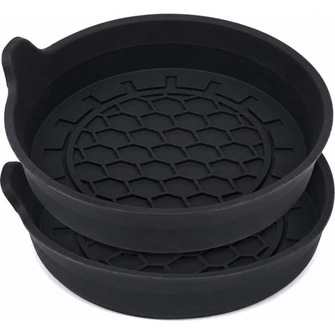 Sous-verre, Noir, Pad en silicone antidérapant pour voiture et maison, support de tasse en silicone lavable, diametre 8 cm, absorption stable et design moderne pour decoration interieure, 0,5 kg (1/5)