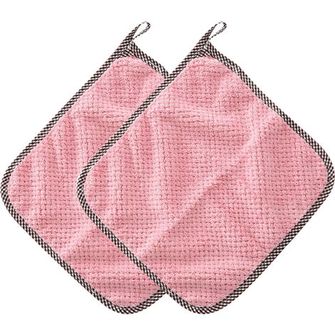 Chiffon De Cuisine - Microfibre Antigraisse - Suspendu Par Cordon - 27,5 x 25 cm - Pour Cuisine Et Salle De Bain - Lot De 2 (1/3)