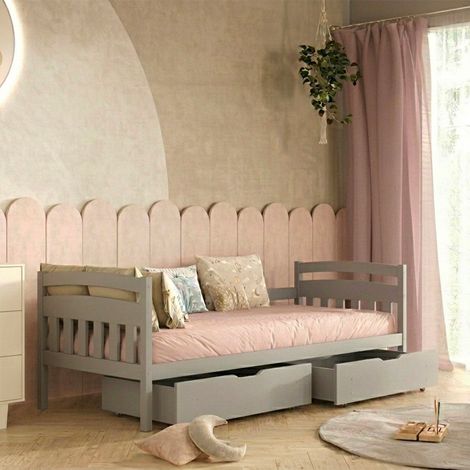 Cama 90x200 con somier y cajones incluidos Tosia Gris (1/4)