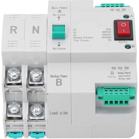 Commutateur de transfert automatique double alimentation 2P, montage sur rail DIN, commutation rapide, sélecteur électrique 220 V CA 100 A (1/5)