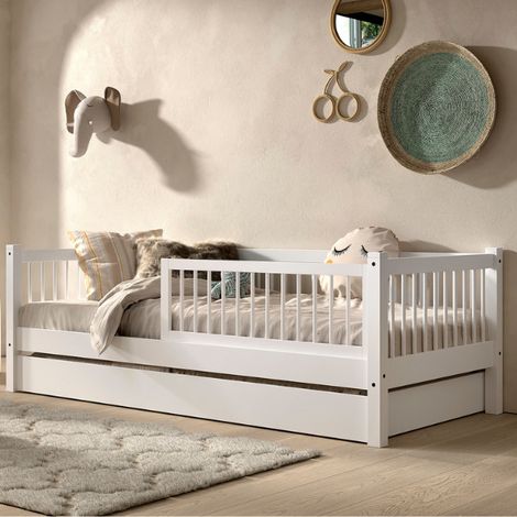 Lit banquette Forrest 90x200cm avec barrière et tiroir de lit - (1/5)