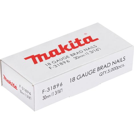 Makita – Boîte de 5000 clous tête homme 18 Ga galvanisés pour cloueurs pneumatiques – Longueur 30 mm – F31896
