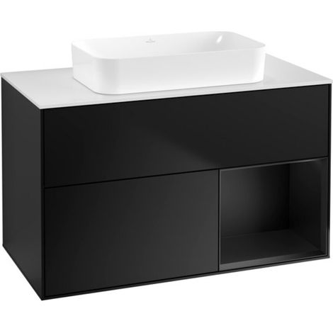 V&B Waschtischunterschrank Wandbeleuchtung Finion 100x60,3 cm, Reg re bla m Lac, bla m Lac (1/2)