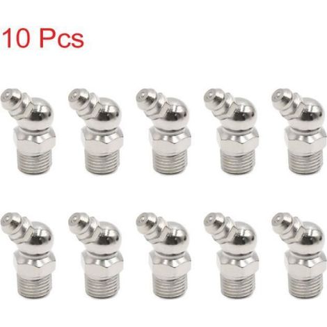 10Pcs M10 x 1 45 Degré Nickelé raccord graisseur Auto (1/4)