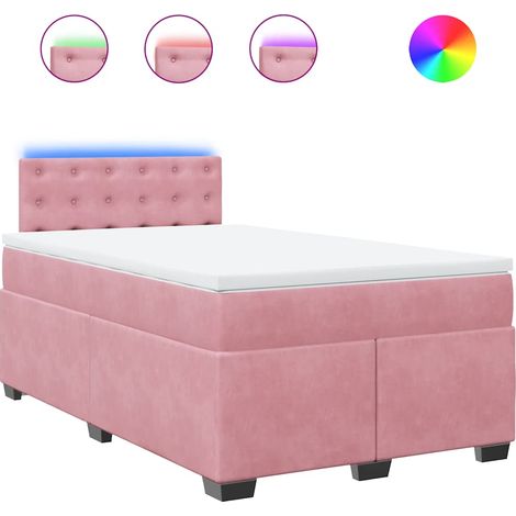 Maison Exclusive - Sommier à lattes de lit avec matelas rose 120x190 cm velours (1/5)