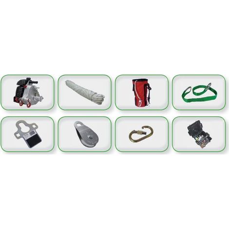 Kit treuil portable de tirage en souterrain avec corde de 100 M (1/3)