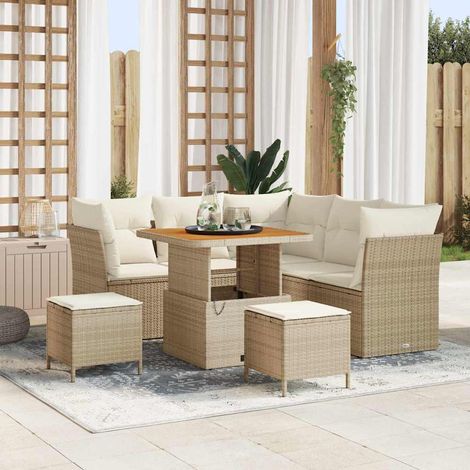 Set Divano da Giardino 8 pcs Beige polyrattan vidaXL (1/5)