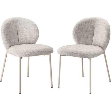 Sedie in set da 2 imbottite in tessuto beige mélange L 60 cm - AMBRE (1/5)