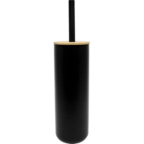 1 - Brosse WC - Accessoire Salle De Bain - Design Bambou Et Polystyrène - Nettoyage Toilettes - Intérieur Moderne - Noir - 9,1x37,2cm (1/3)