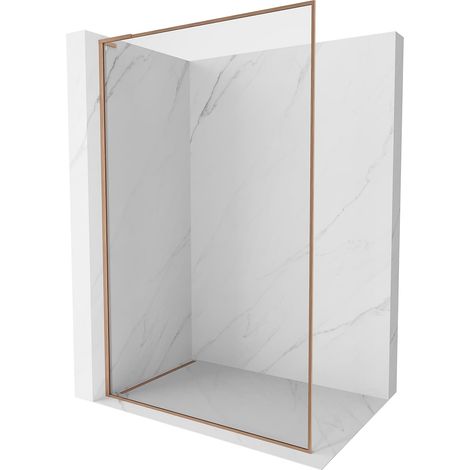 Mexen Kioto-F L Panel de ducha Walk-in con marco 55 x 202 cm, transparente 8 mm, cobre cepillado - 800-055-174-65-00 (1/5)