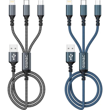 Câble Chargeur Multi Embout,3 en 1 Câble Universel [1.2M/Lot de 2] (1/5)