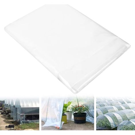 Transparente Polyethylenfolie für Gewächshäuser, extra dick und reißfest, Polyethylen-Gartenfolie, zur Abdeckung von Gemüsebeeten, Tunneln, Tomatenhausfolie (2 x 6 m)