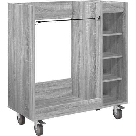 Armadio portaoggetti rettangolare moderno con 4 ruote 90 x 45 x 98 cm in legno grigio sonoma 020055068
