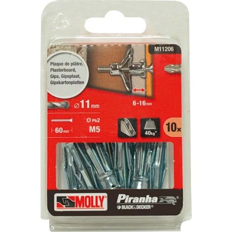 Anclaje metálico expansor Molly 5x50mm + tornillo ranurado X10 - Molly