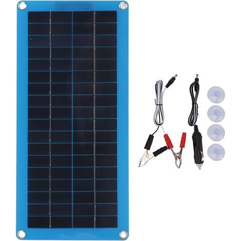 Panneau Solaire Portable 100W Polycristallin Chargeur de Batterie Bleu Klein pour Camping Bateau Caravane (1/5)