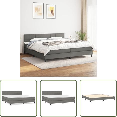 The Living Store Boxspringbett mit Matratze Dunkelgrau 160x200 cm Stoff - Boxspringbett - Doppelbett - Bettenrahmen - Matratze - Schlafsystem (1/5)