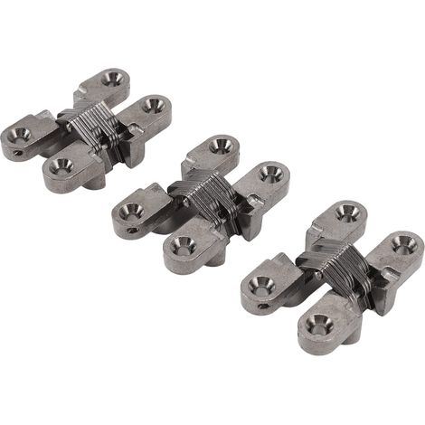 3 pièces 43mm Mini charnières de serrure de porte Invisible 180 degrés en alliage de Zinc charnière croisée pour armoire boîte à bijoux grande capacité portante (1/5)