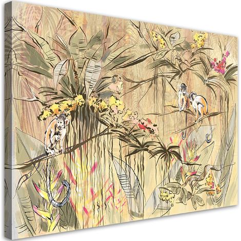 Tableau sur toile Singes dans la jungle 100x70 (1/5)
